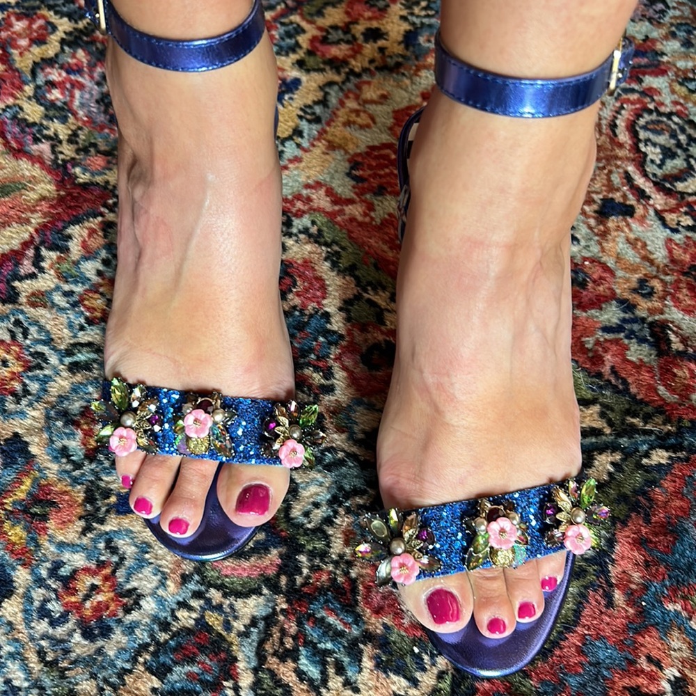 Betsey Johnson embellished blue heels